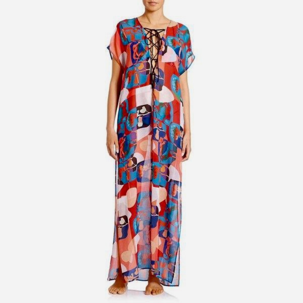 👙CLOVER CANYON SEMI-SHEER MAXI RESORT BEACH COVERUP